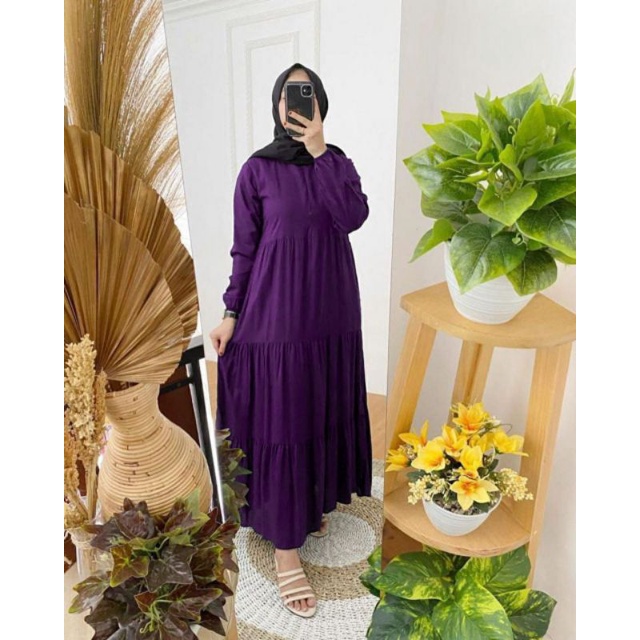 biby dolcedress /#daster renda, Dress arab-Susun polos purple