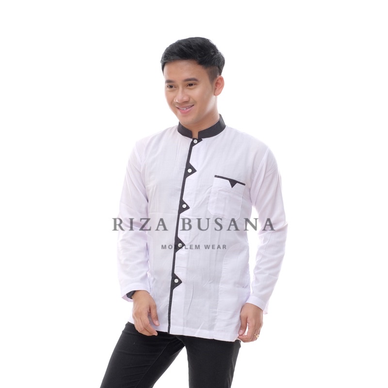 baju koko zikzak / busana muslim laki laki / koko lengan panjang / ecer / grosir