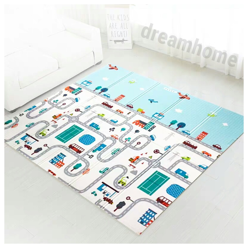Playmat Premium Anak Bayi Lipat Tebal 1Cm Double Pad Karpet Anak Playmat Kartun-2
