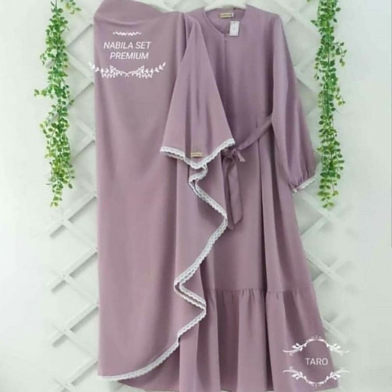 Nabila Set Syari | Gamis Syar'i Moscrepe | Setelan Hijab setelan gamis jilbab baju syari