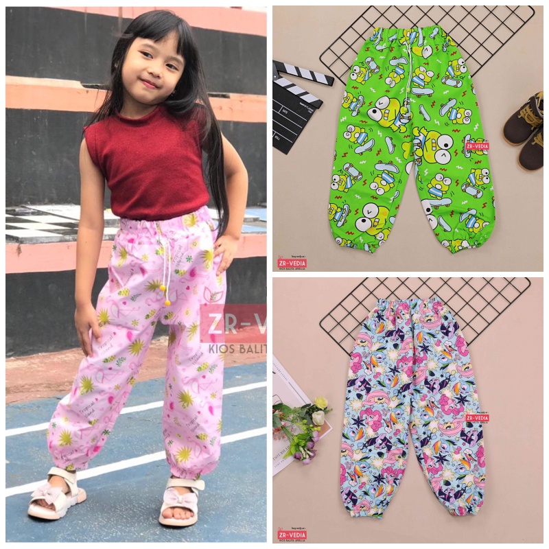 (Anak Perempuan) Jogger KARAKTER Uk 3-10 Tahun / Joger Pants Cewek Celana Panjang Anak Perempuan