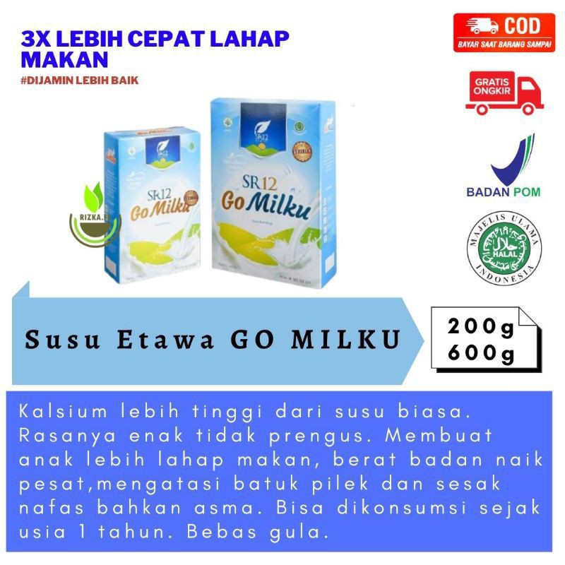 

GOMILKU GO MILKU SR12 Cokelat Susu Bubuk Kambing Etawa Penambah Nafsu Makan Berat Badan Obat Asma
