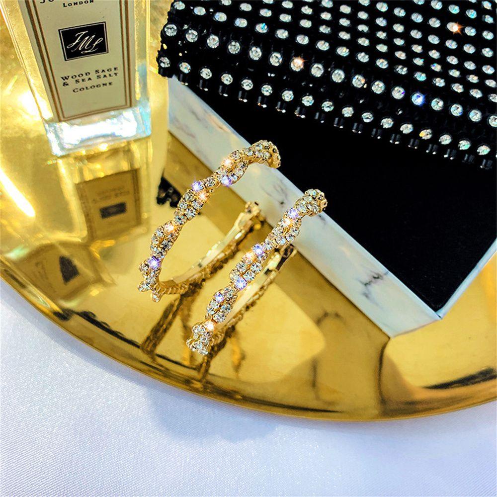 Preva Anting Hoop Bulat Wanita Pertunangan Pernikahan Lingkaran Besar Elegan Bentuk Bulat