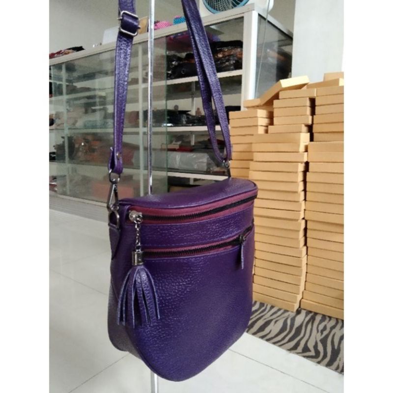 Tas selempang cewek kulit asli model polos premium