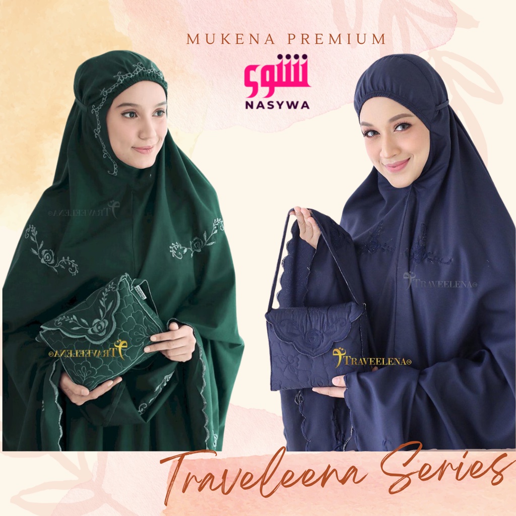 Mukena Travel Bordir Manual Jumbo Mukenah Dewasa Telekung Traveling Traveleena Terbaru Premium Adem 