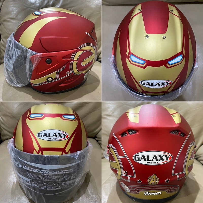 Helm Anak GALAXY SKY SNI Motif Iron Man Merah Doff Usia 3-7 Tahun Termurah Terlaris