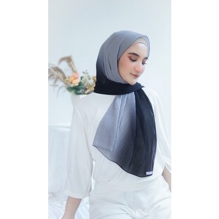 Anna pleats ombre/pashmina gradasi/pashmia plisket tanpa garis tengah-English grey
