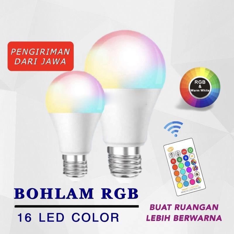 LAMPU BOHLAM 10W LED RGB BERUBAH WARNA REMOTE CONTROL ORIGINAL LAMPU HIAS WARNA WARNI LAMPU KAMAR TIDUR AESTHETIC TUMBLR PLAFON GROSIR