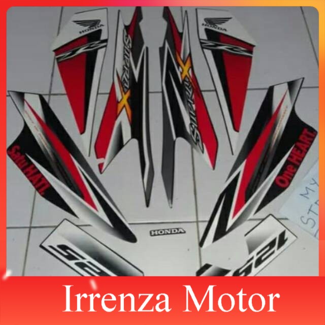 Striping atau stiker supra x 125R 2012 2013 merah hitam putih