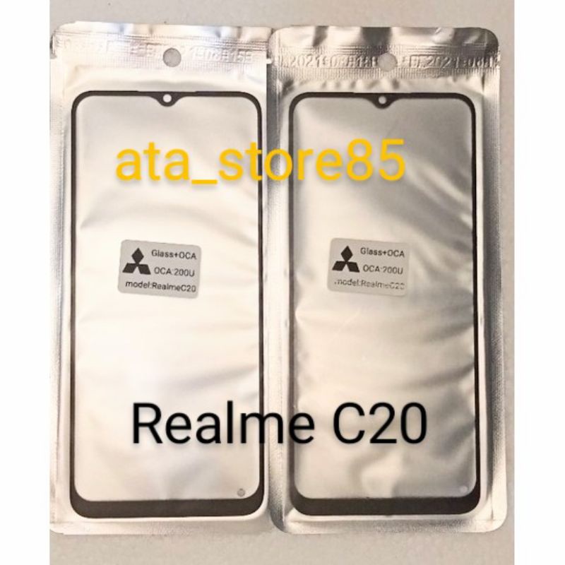 Kaca Depan Kaca LCD Realme C20 TS TC Touchscreen Glass LCD+Lem Plus Oca Kering Original