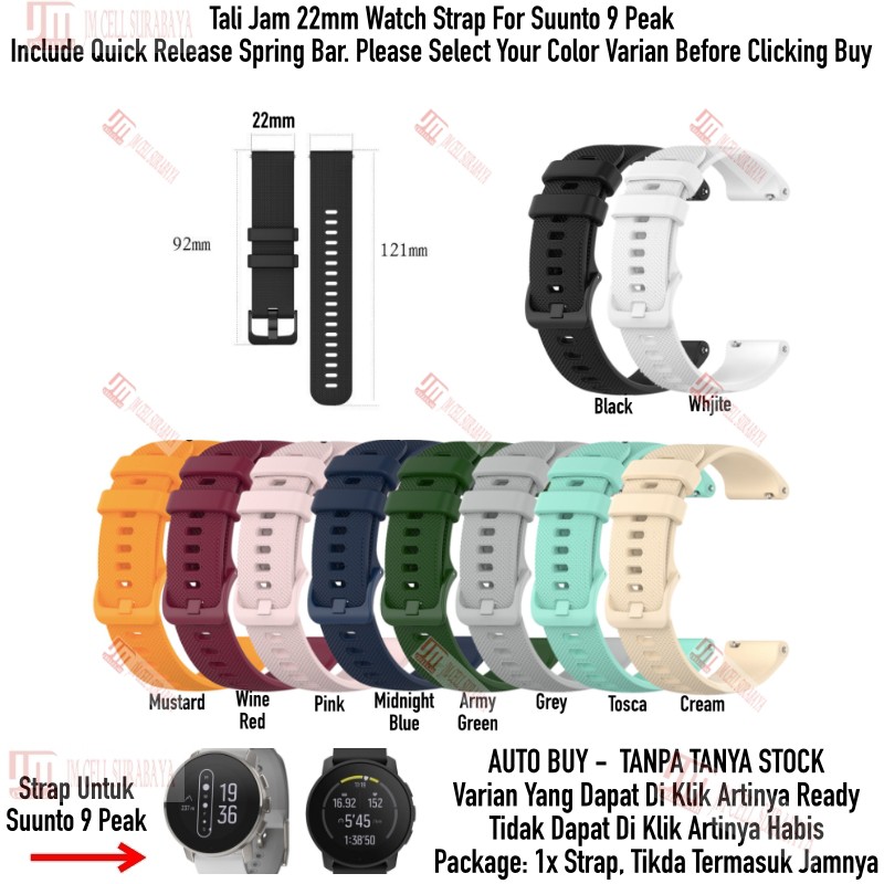 OYE Tali Jam 22mm Watch Strap Suunto 9 Peak / Pro - Rubber Silikon Elastis