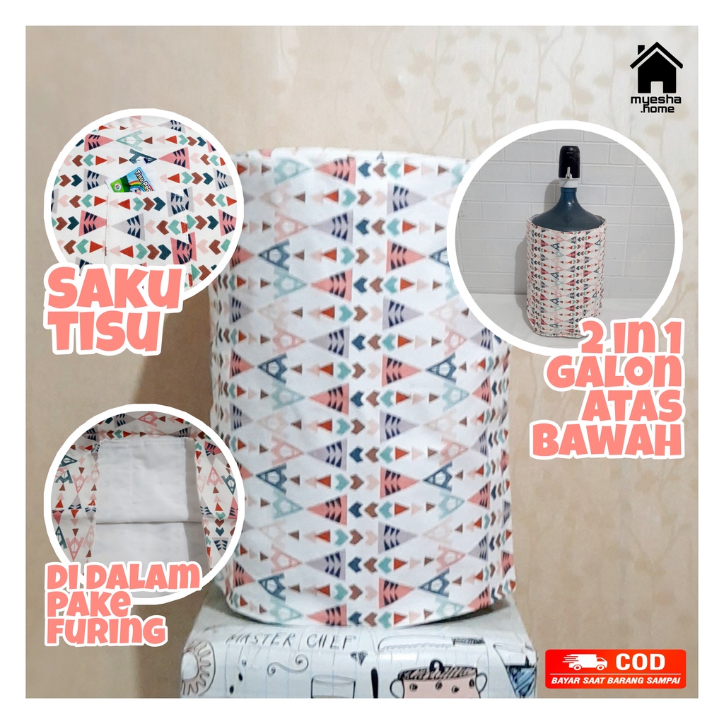 Cover Galon Dispenser Atas Sarung Galon Dispenser Bawah Motif Indian