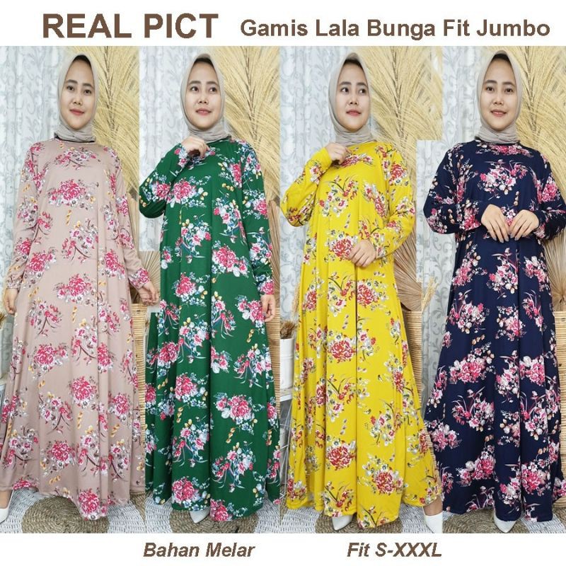 BAJU GAMIS JUMBO MOTIF BUNGA GAMIS JUMBO TERBARU