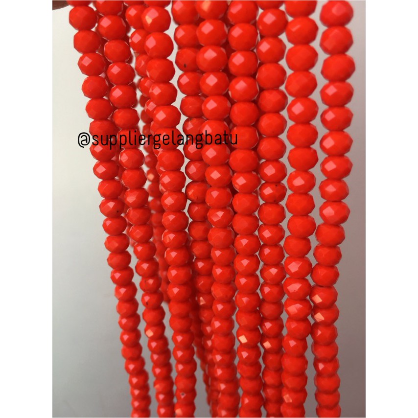 Crystal Ceko Doff 6mm ORANGE Oren Bahan Gelang Kalung Craft DIY Craft supplier grosir beads craft