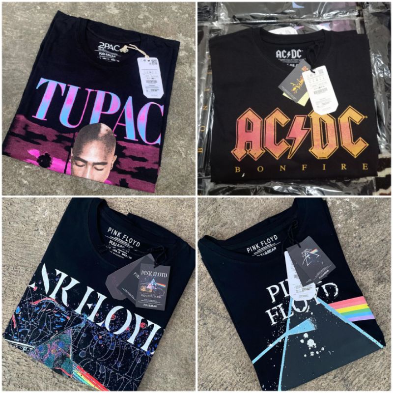 Tshirt Pull&bear ACDC BONFIRE / TUPAC / Pink Floyd