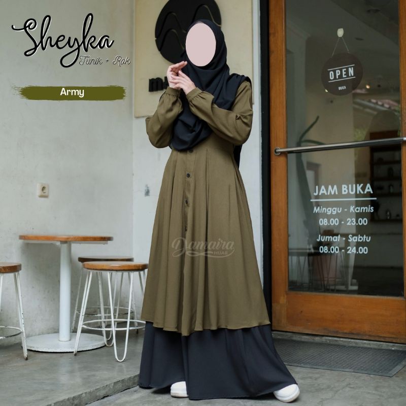 Set rok dan tunik sheyka bahan ity crepe