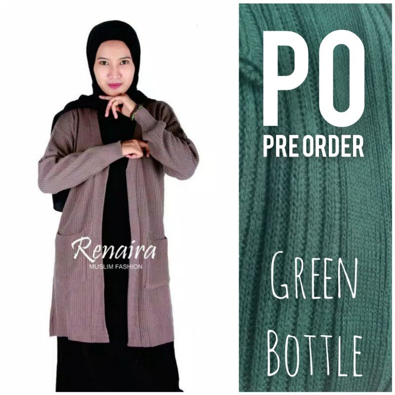 [PO] Long Cardy Rajut Cardigan Rajut Panjang Renaira-Green bottle