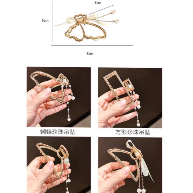 (Hello Girl)F41 INS Korean Square Acrylic Hair Claw Clip girl Women Fashion Gold Geometric Hairpin Pita Mutiara F41