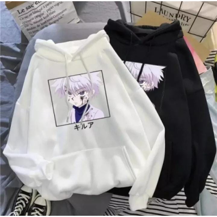 ANIME HOODIE UNISEX KILUA ON ACTION /// HOODIE UNISEX PREMIUM FLEECE TEBAL KEKINIAN TERBARU''