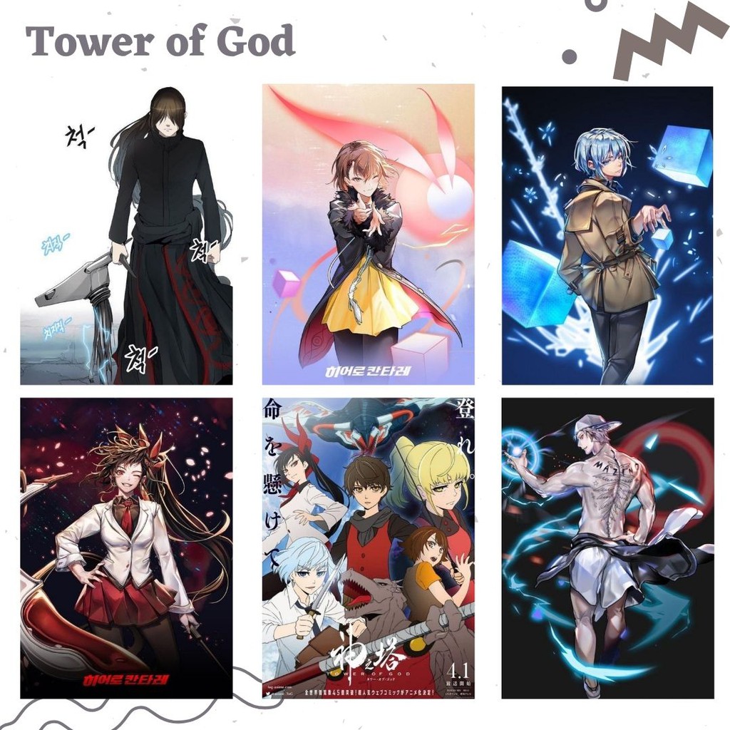 POSTER ANIME #2 (6 pcs) - BISA CUSTOM - POSTER DINDING - POSTER AESTHETIC - ANIME-Tower of God