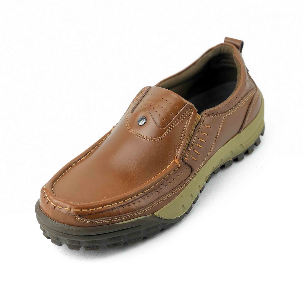 Sepatu Slip On Pria Kulit Asli Casual Model Distro GROSE TAN