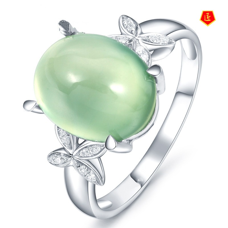 [Ready Stock]Elegant Green Opal Double Butterfly Ring Fashionable and Elegant