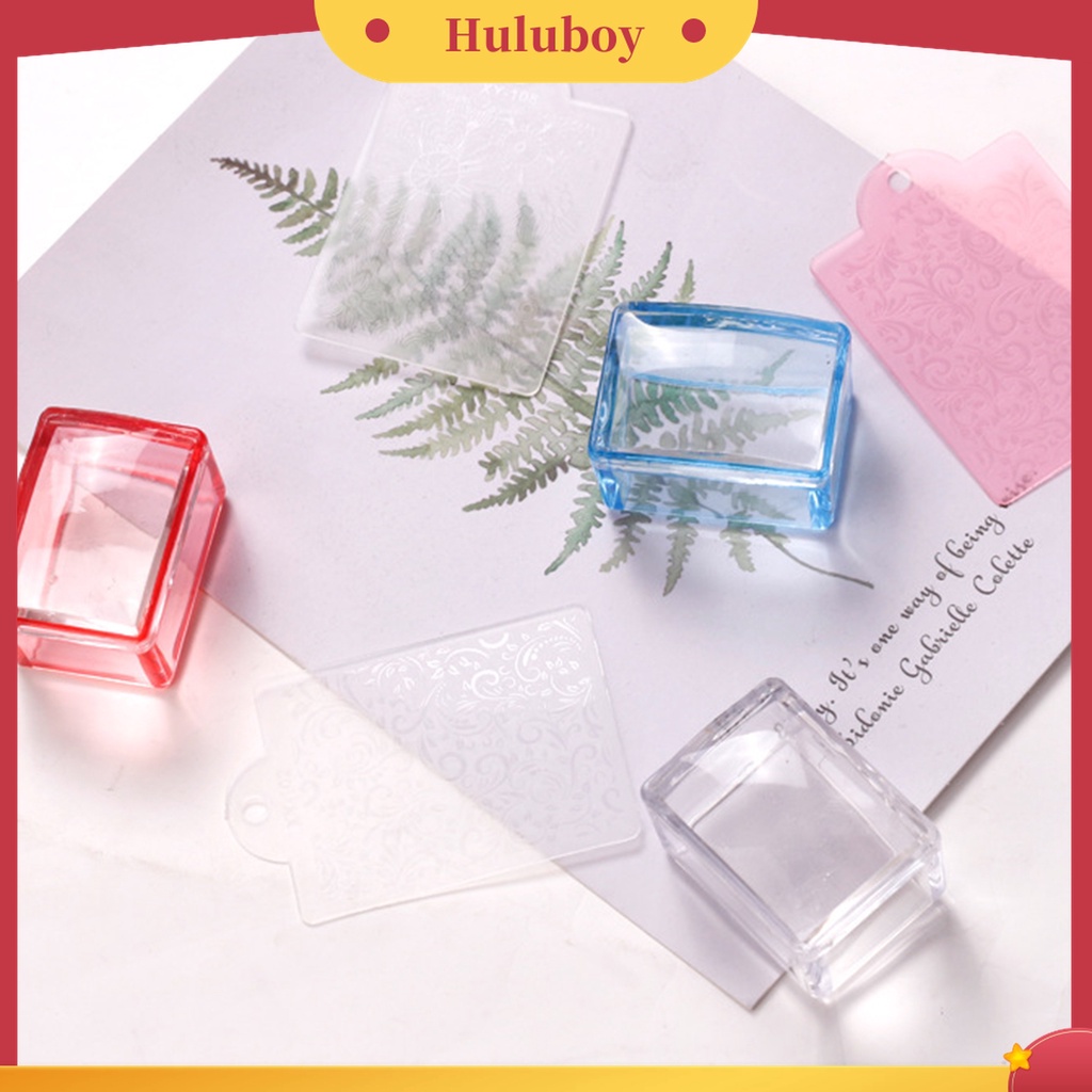 Huluboy Huluboy♡ Stempel Kuku Bentuk Persegi Bahan Silikon Transparan Untuk Manicure Wanita