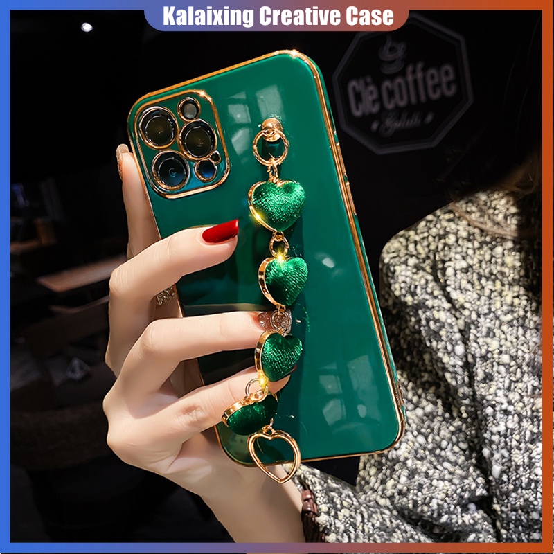 Soft Case Dengan Gelang Rantai Bahan Metal Untuk iPhone 13 Pro Max 12 MiNi 11 XR XS X 7 8 Plus SE 14 Pro Max