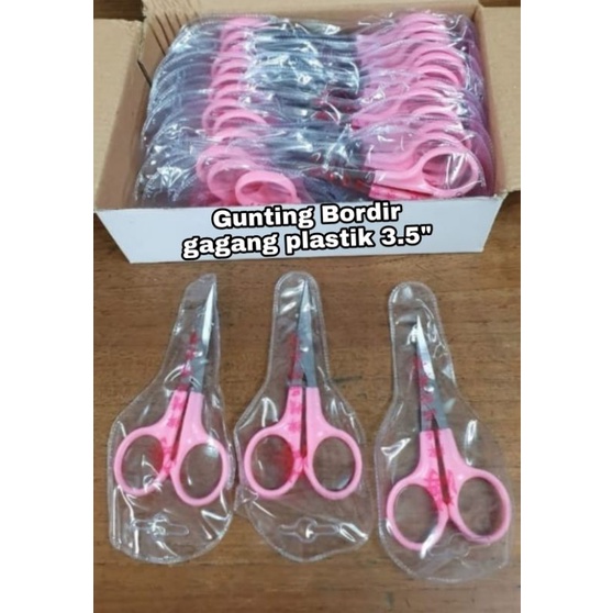 Gunting Bordir gagang Plastik 3,5in (ujungnya bengkok) rp.5.250/1pcs