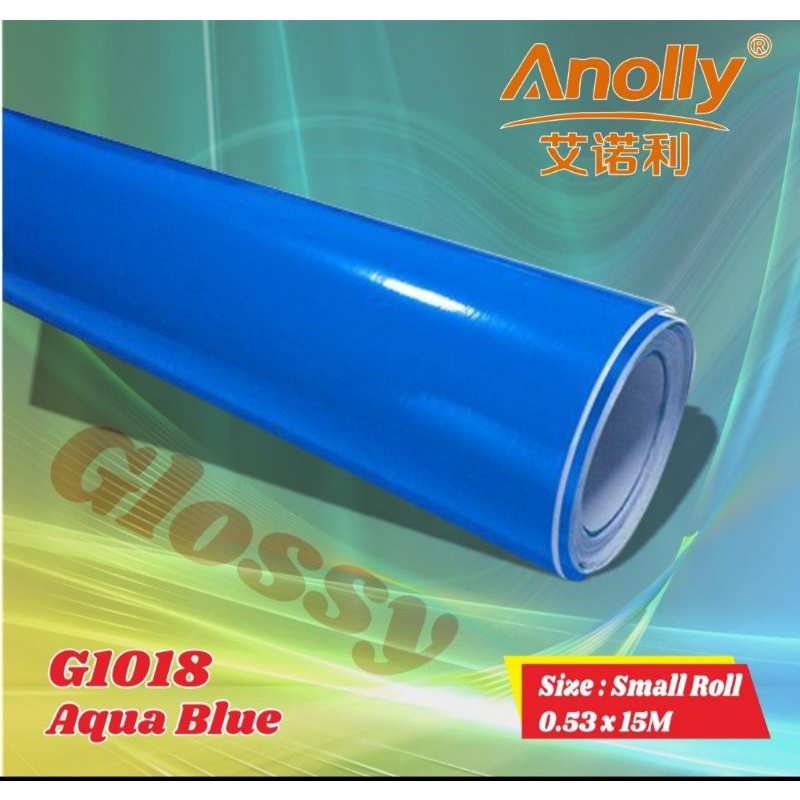 Sticker Stiker Skotlet Aqua Blue Biru Glossy Anolly G1018 lebar 50cm - permeter