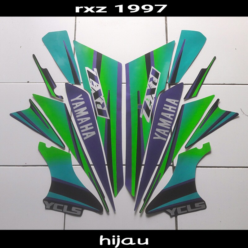stiker motor Rxz 1997 hijau