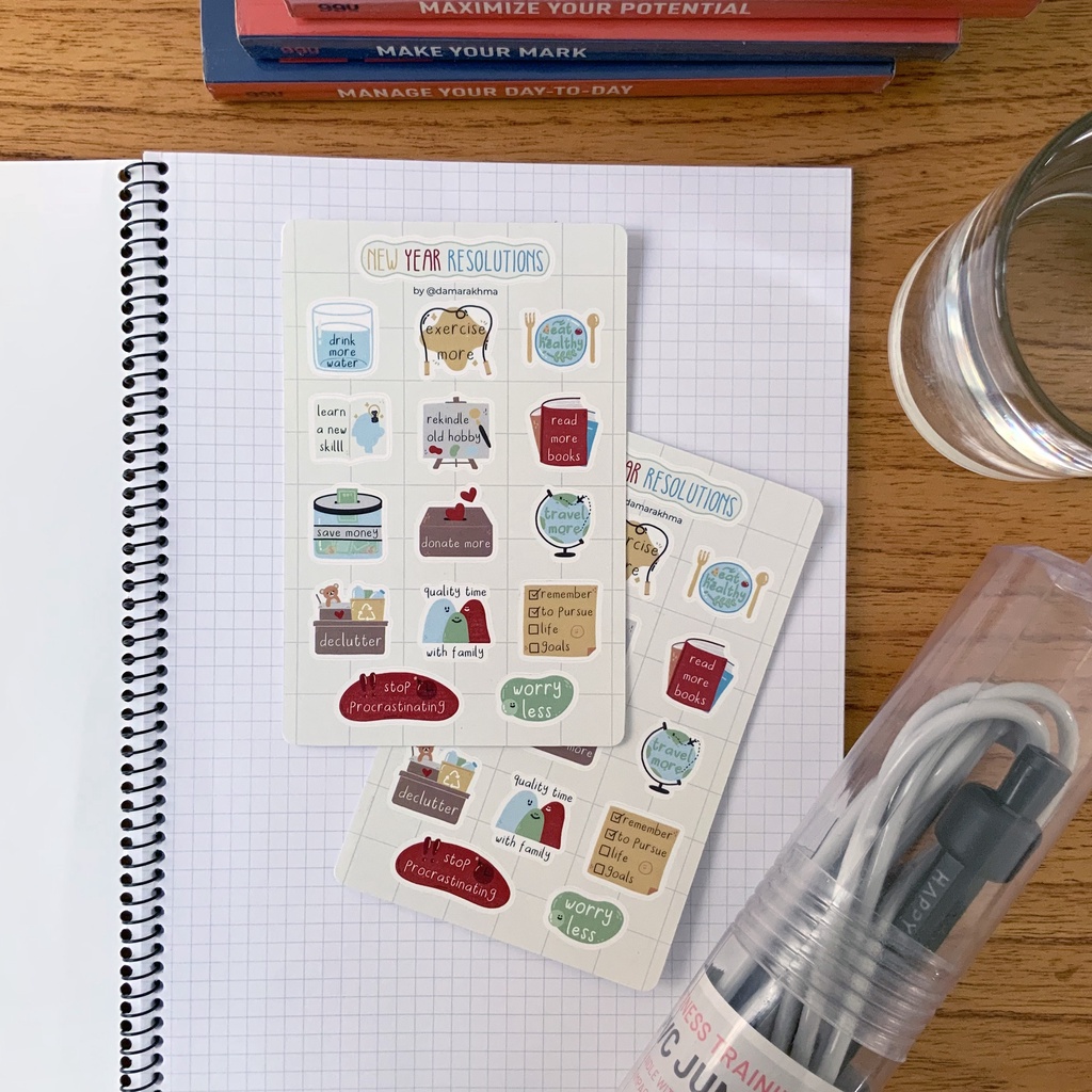 

New Year Resolutions Journal Stickers - Stiker Planner Tema Resolusi Tahun Baru | damarakhma