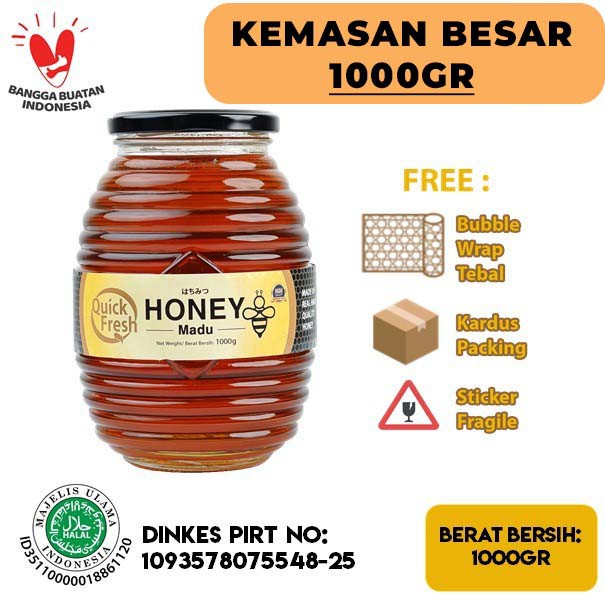 

Quick Fresh Honey 1kg / Madu 1 kg / 1000gr ( Jar Beling ) 100% Real Honey Bee's - Nyonya Lampung