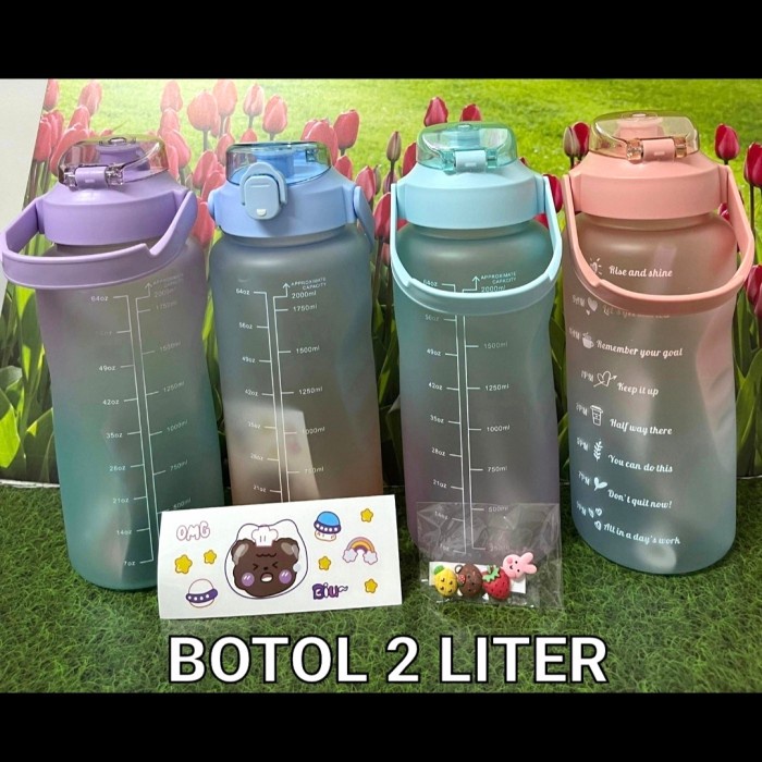 FLASH SALE Botol Viral Aurel Botol Air 2 Liter Tali bonus Dobel Stiker Harga Grosir Termurah