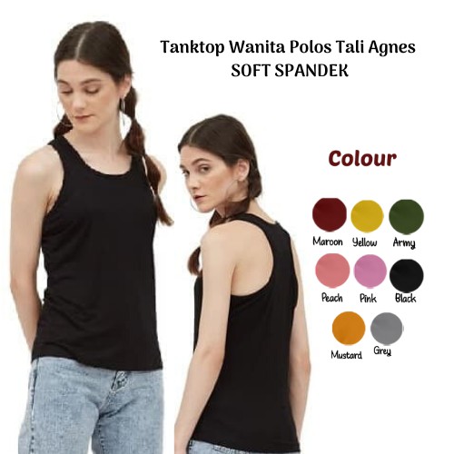 Tanktop Wanita ( SOFT SPANDEK ) Polos Tali Kecil / Besar / Agnes Singlet Kaos Dalam Cewek - YELONIX