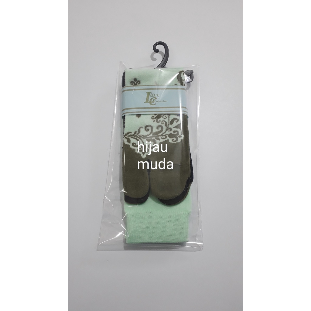 kaos kaki jempol motif wanita muslimah /bunga akar-hijau muda