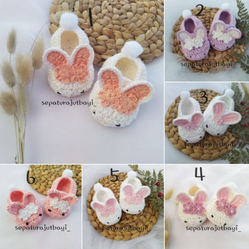 Sepatu rajut bayi bunny / sepatu bayi kelinci / sepatu rajut bayi lucu / sepatu rajut bayi murah