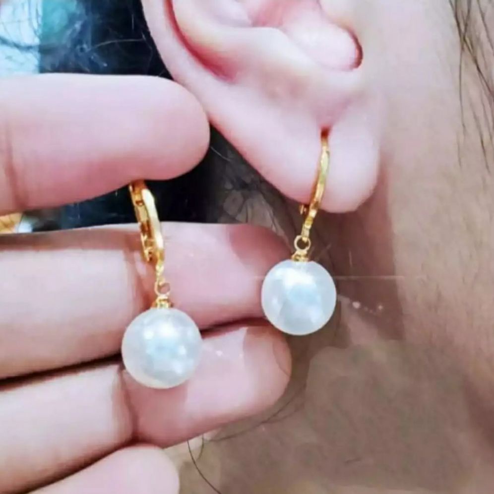 Anting Mutiara Wanita titanium asli tidak luntur