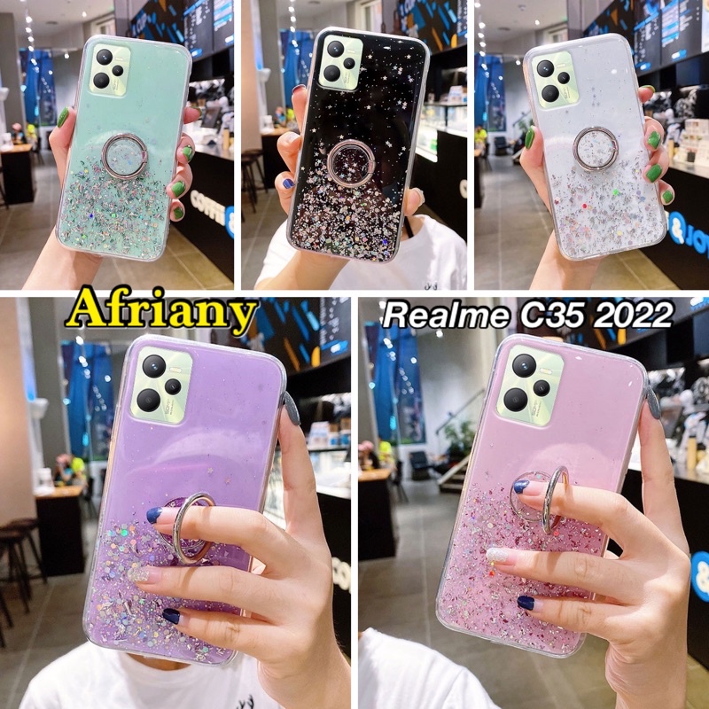 Realme C30 C30S C31 C33 C35 / Narzo 50A Prime 2022 Case Glitter + Ring Glitter