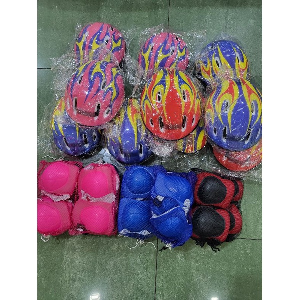 New Helm motif &amp; Deker Sepatu Roda Anak / Inline Skater Basic Protect