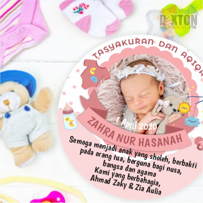 

1 pack Stiker Sticker Bulat Pink Tasyakuran Syukuran Aqiqah 126