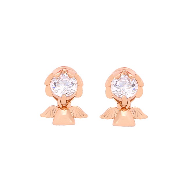 LRC Anting Tusuk Fashion Rose Gold Zircon Alloy Earrings K05770