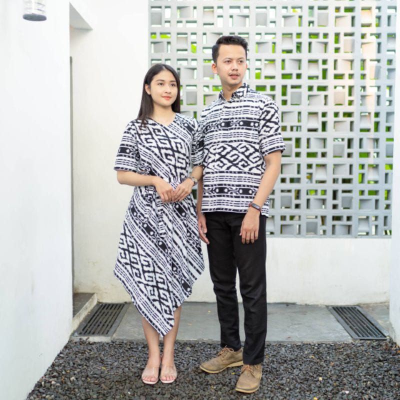 set couple baju tenun - baju tenun toraja putih- set baju tenun modern - set couple sarimbit - coupl