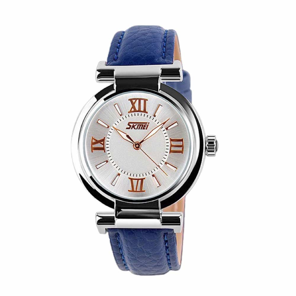 Skmei Casual 9075 Strap Leather Jam Tangan Wanita - Biru