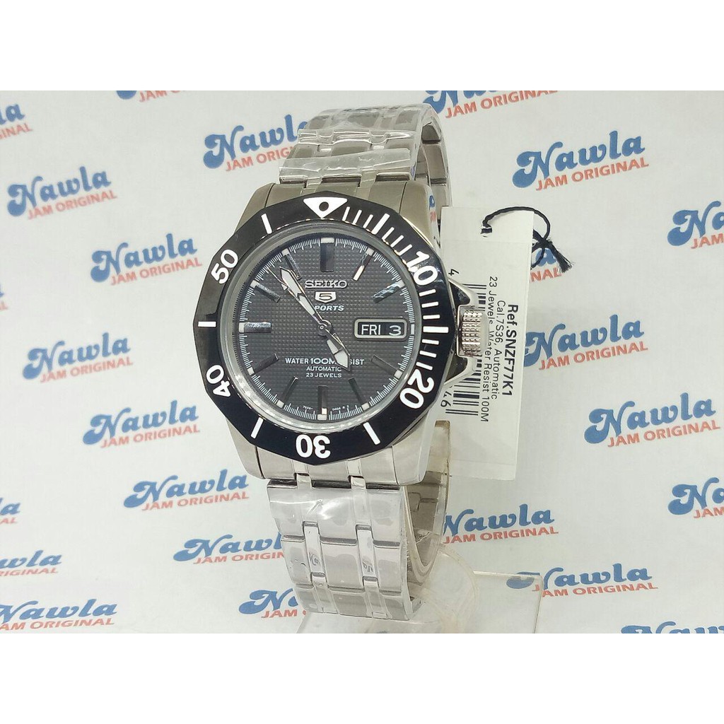 Seiko 5 Sports SNZF77K1 Stainless Steel Black Bezel | Jam Pria SNZF77