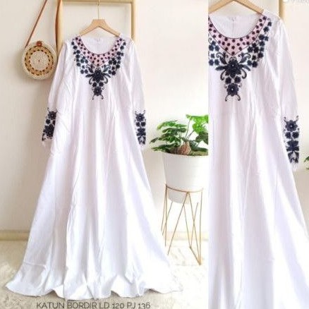 Gamis katun bordir ld 120 cm