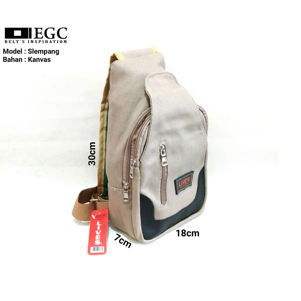 Tas Slempang Kanvas Pria Sling Bag Cowok Travel Bag Laki Tas Kecil Cowo - SLING-BAG-KULIT-LIVES