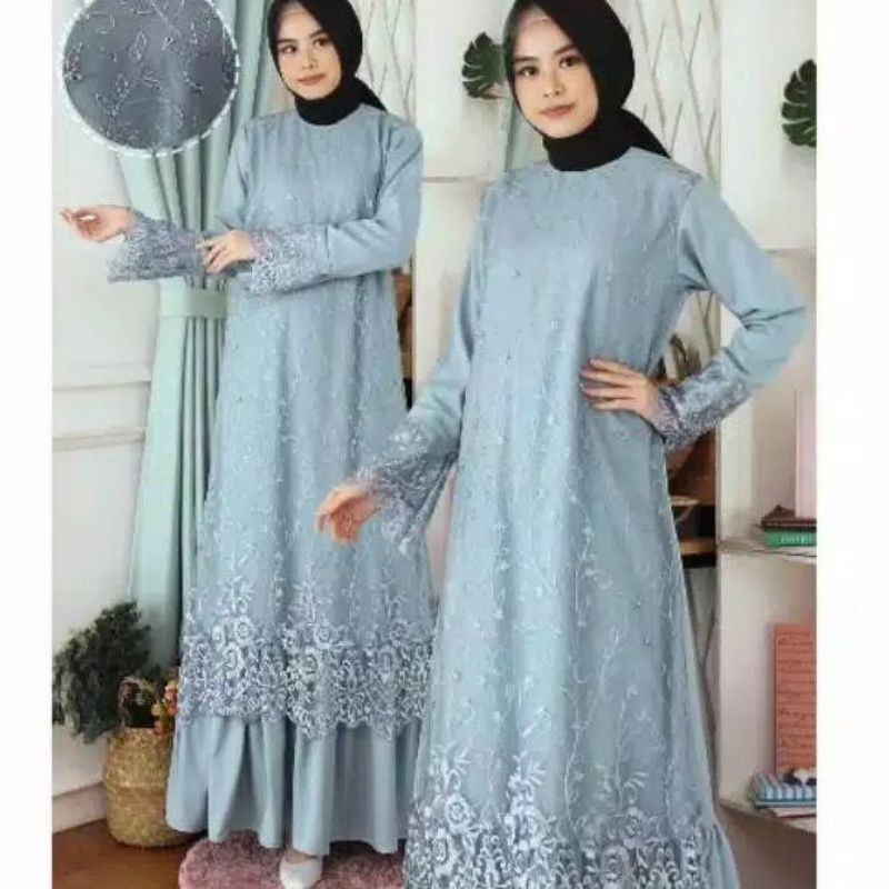 gamis brukat nabila turkey new edition gamis brukat kekinian / dress kondangan / baju gamis lebaran