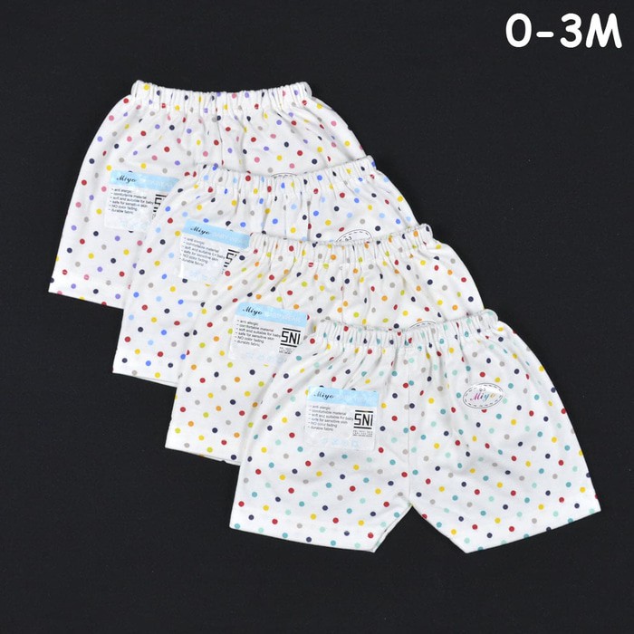 TERMURRAAHH  MIYO 4 Pcs Celana Pendek Bayi/Baby Polkadot (0-3M) .