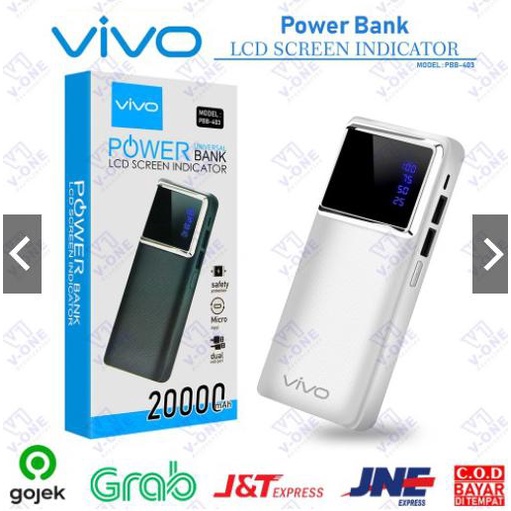 PB POWERBANK POWER BANK VIVO MURAH KAPASITAS 20000 mAh PBB 403 - Putih